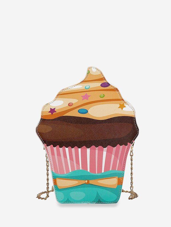 

Icecream Pattern Cartoon Chain Crossbody Bag, Deep yellow
