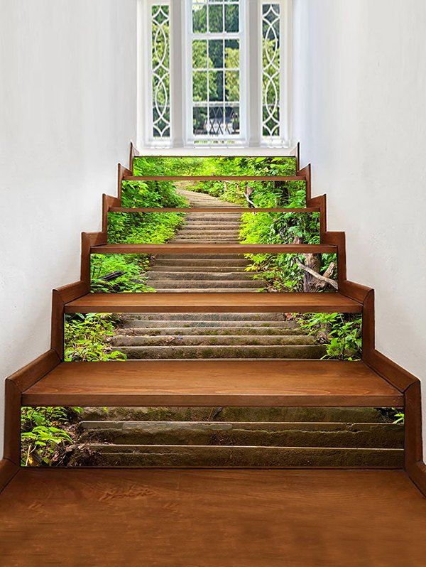 

Mountains Stairs Pattern Decorative Stair Stickers, Multi