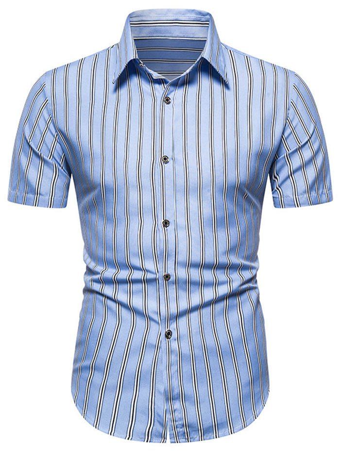 

Plain Short Sleeves Striped Shirt, Light blue
