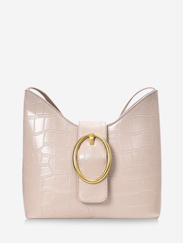 

Retro Oval Buckle Square Crossbody Bag, Warm white