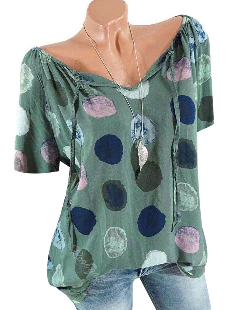 

Plus Size Printed Peasant Top, Light green