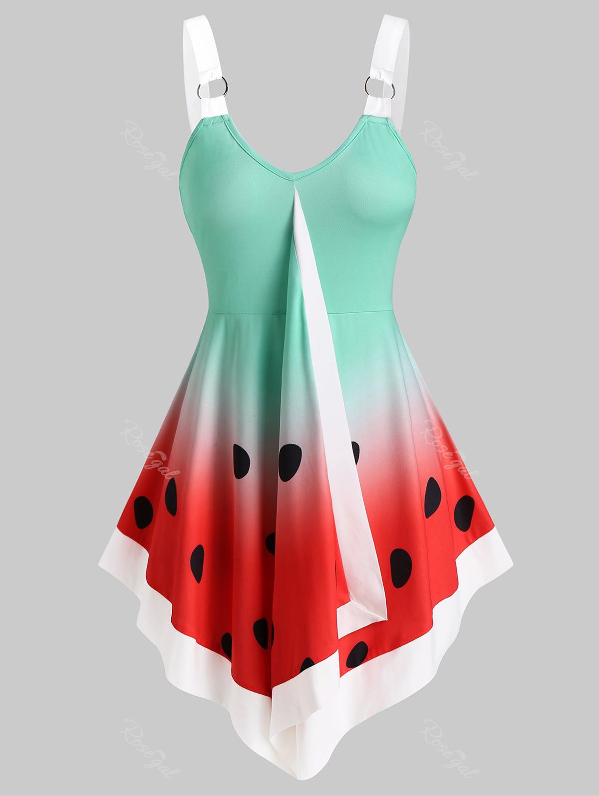 Outfit Watermelon Print Pointed Hem Tank Top  