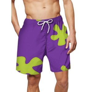 

Floral Pattern Drawstring Board Shorts, Purple