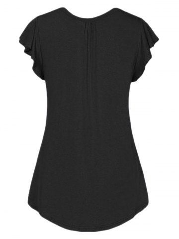 

Plus Size Flutter Sleeve Plain Tee, Black