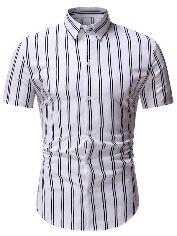 

Vertical Striped Pattern Casual Shirt, White