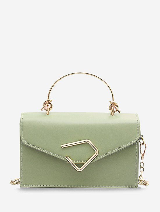 

Geo Metal Small Chain Crossbody Bag, Light green