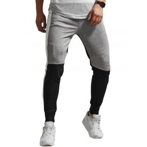 

Colorblock Panel Elastic Waist Jogger Pants, Light gray