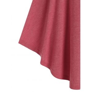 

Plus Size Lace-up Eyelash Lace Panel Curved Tunic Tee, Valentine red