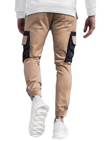 

Colorblock Panel Elastic Waist Cargo Jogger Pants, Khaki