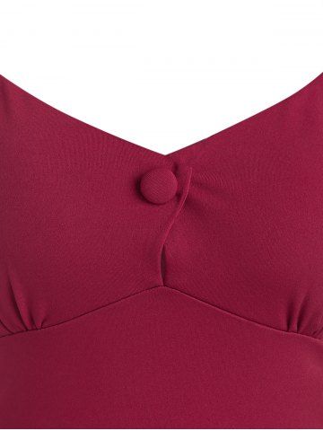 

Short Sleeve Mini Flare Dress, Red wine