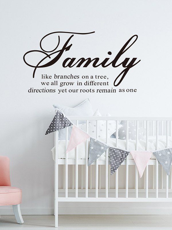 

Family Proverbs Print Decorative Wall Art Stickers, Black