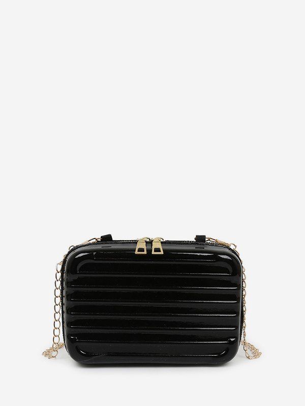 

Chain Suitcase Shape Crossbody Bag, Black
