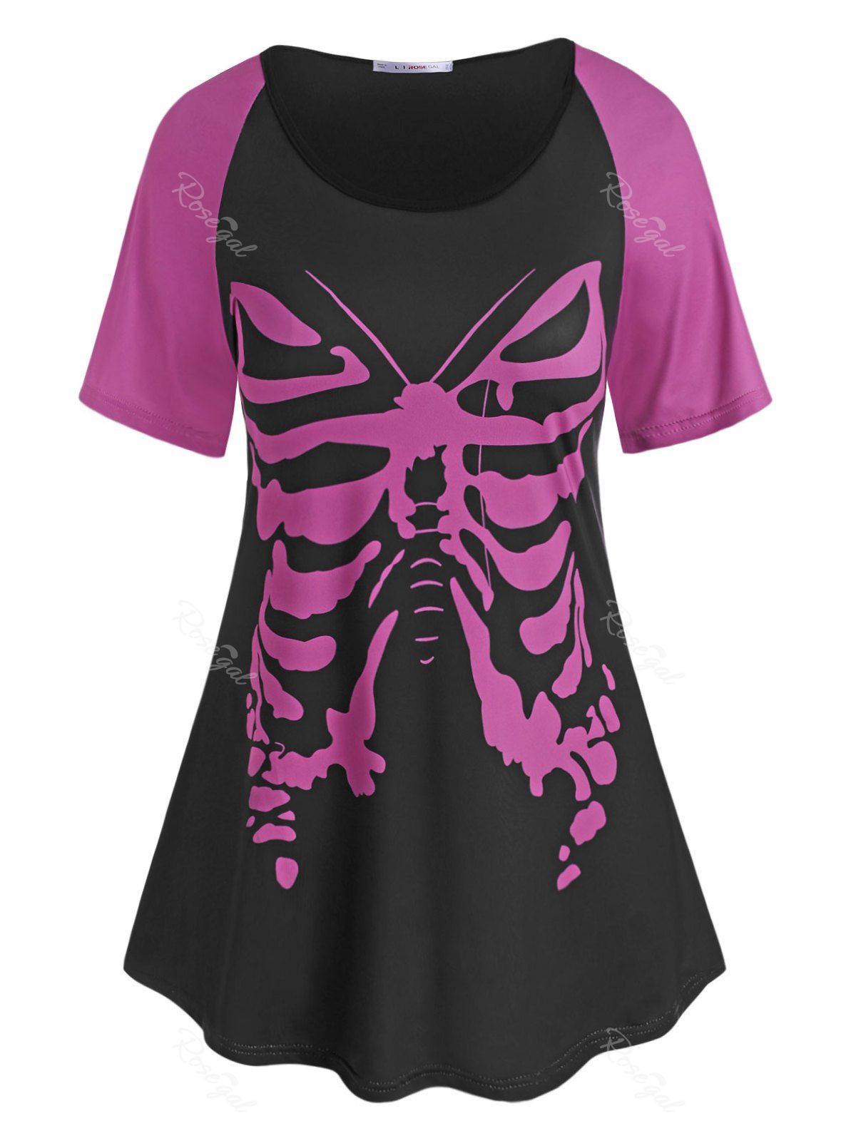 Fancy Plus Size Butterfly Print Raglan Sleeve T-shirt  
