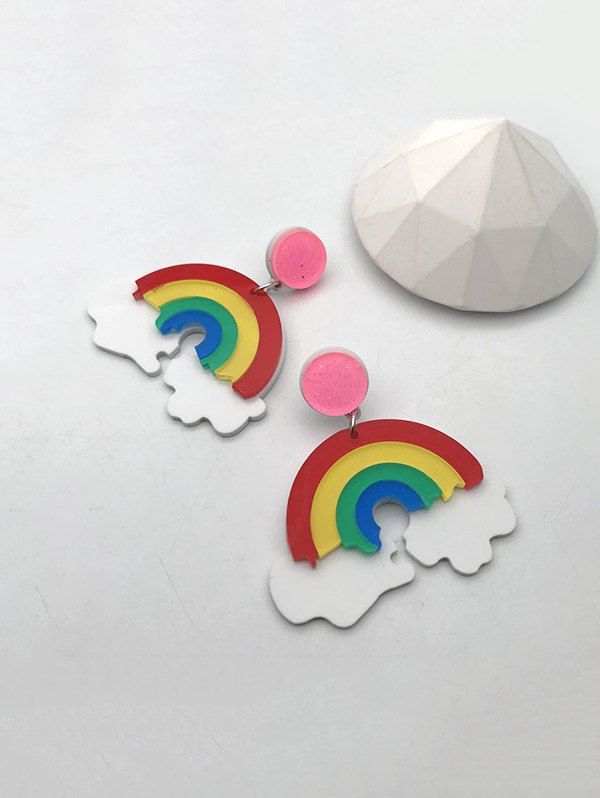 

Acrylic Cartoon Rainbow Clouds Drop Earrings, Multi