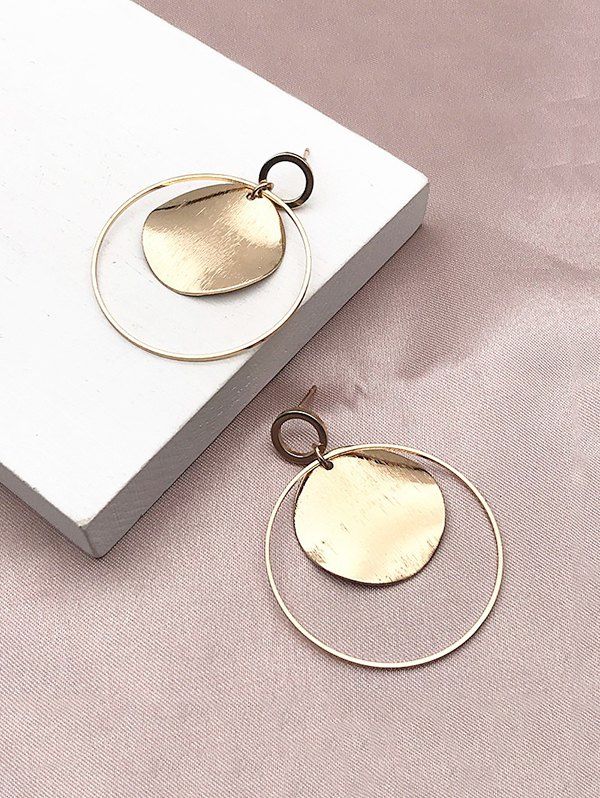 

Circular Hollow Drop Earrings, Golden