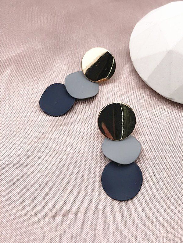 

Alloy Round Stud Drop Earrings, Golden