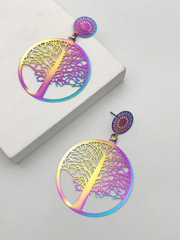 

Hollow Out Colored Tree Of Life Earrings, Multi