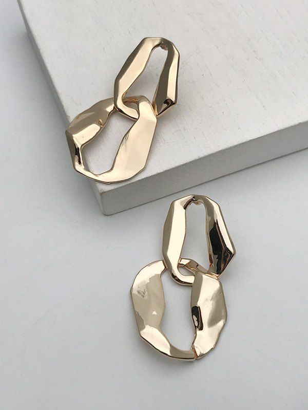 

Irregular Oval Hollow Stud Drop Earrings, Golden