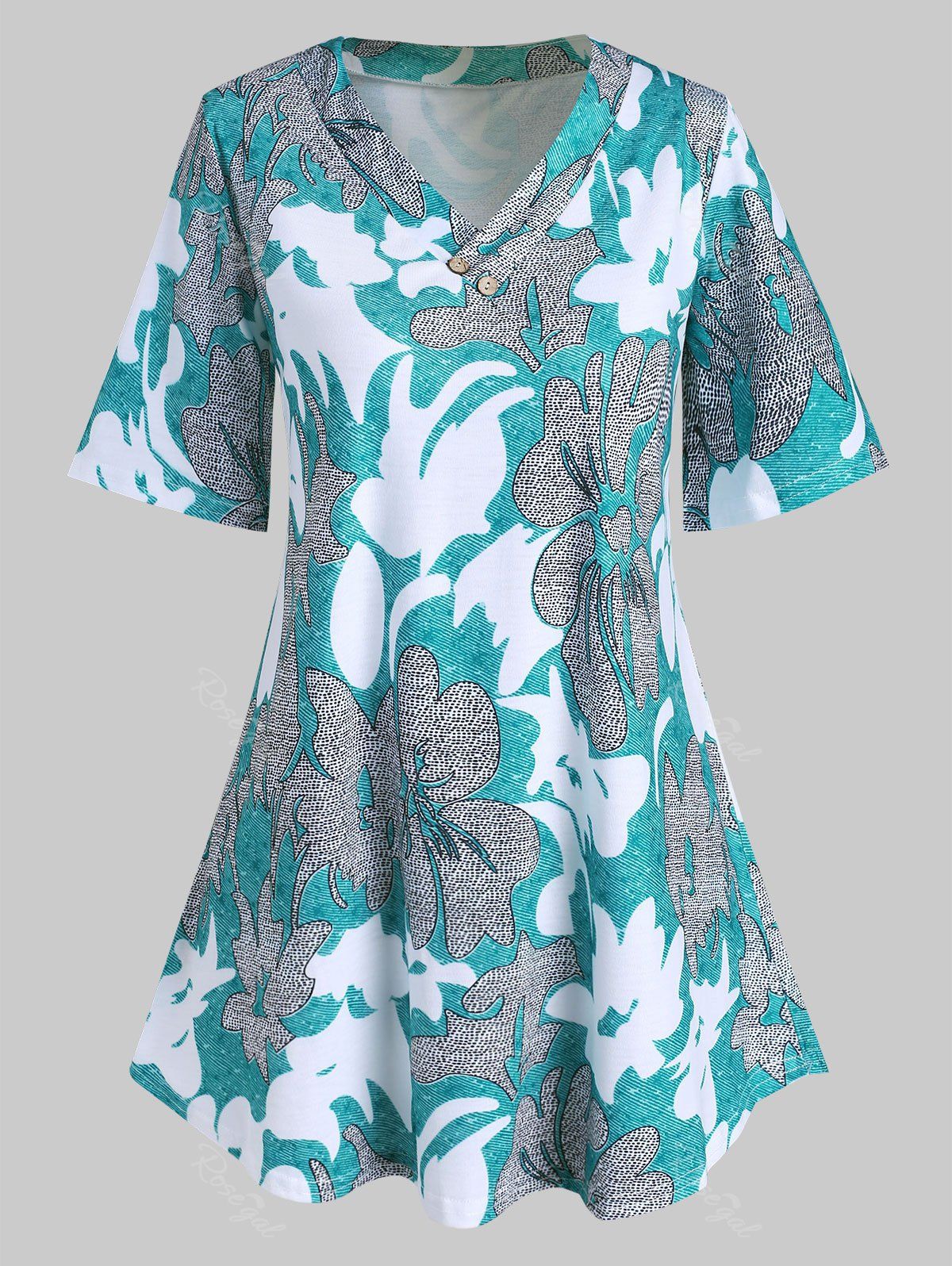 

Plus Size Printed Tunic T Shirt, Green