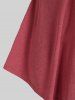 T-shirt Bicolore à Epaule Dénudée de Grande Taille - Rouge Cerise L