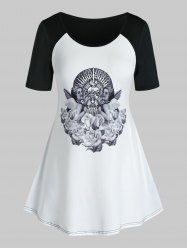 T-shirt Tunique Motif d'Ange Renaissance de Grande Taille à Manches Raglan - Blanc 1X