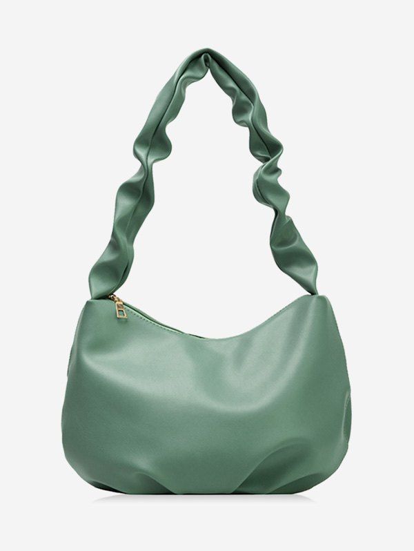 

Wrinkle Handle Leather One Shoulder Bag, Light green