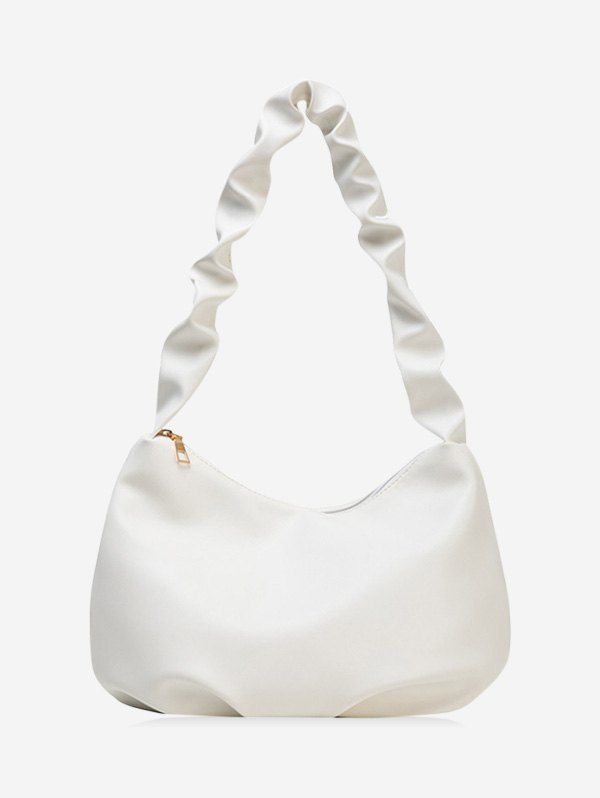 

Wrinkle Handle Leather One Shoulder Bag, White