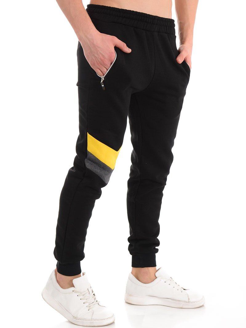 

Colorblock Elastic Waist Jogger Sweatpants, Black