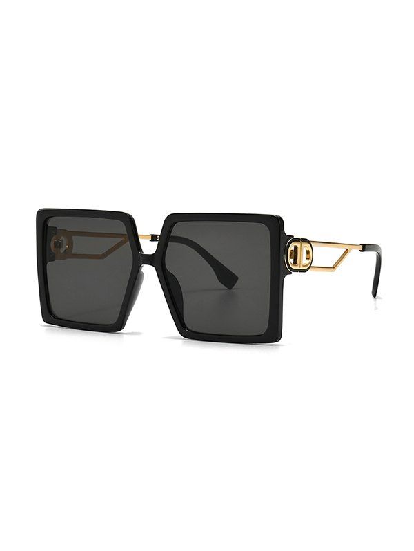 

Hollow Temple Square Oversized Sunglasses, Black