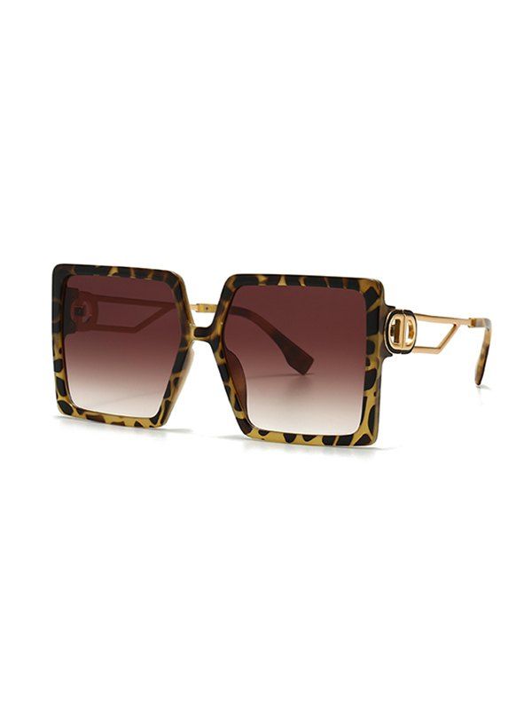 

Hollow Temple Square Oversized Sunglasses, Leopard