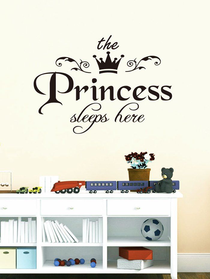 

Princess Crown Print Decorative Wall Stickers, Black