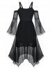 Halloween Witch Costume Bell Sleeve Lace-up Dress -  