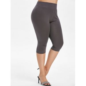 

High Waisted Moon Printed Plus Size Capri Leggings, Gray