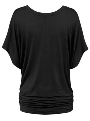 

Plus Size Ruched Batwing Sleeve Top, Black