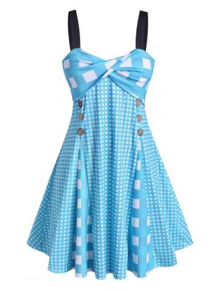 Plus Size Checked Front Twist Dress