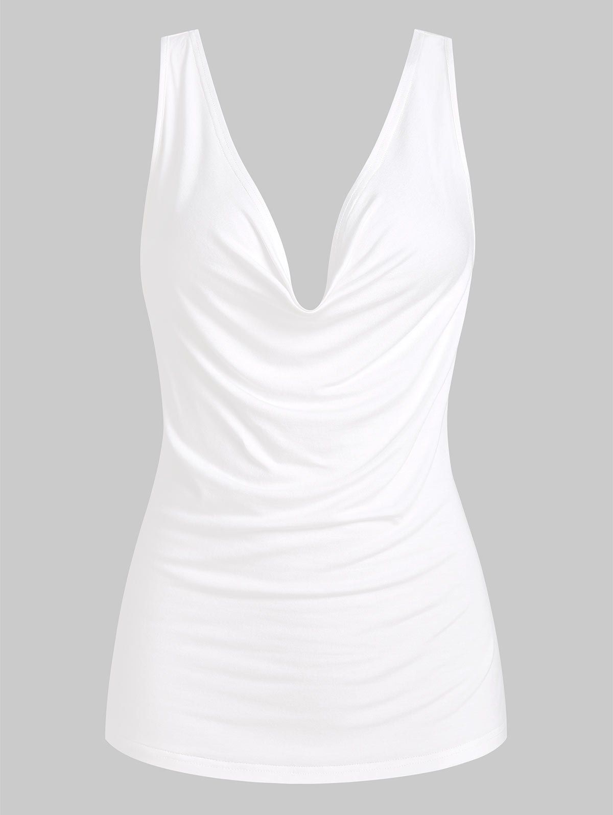 

Cowl Neck Plain Tank Top, White