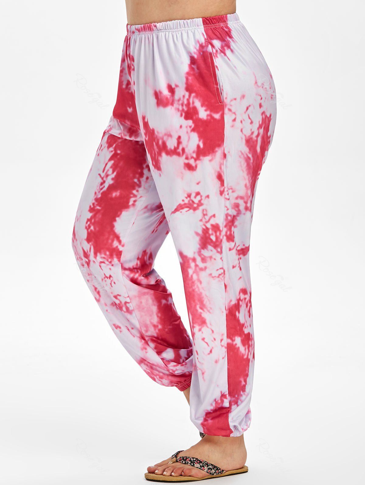 

High Waisted Lounge Tie Dye Jogger Pants, Light pink