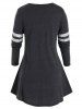 Plus Size Heathered Lace Insert T Shirt -  