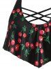 Plus Size Crisscross Cherry Print Tankini Swimwear -  