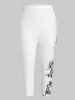 Legging Capri Imprimé de Grande Taille - Blanc 5X