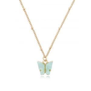 

Acrylic Butterfly Pendant Chain Necklace, Coral blue
