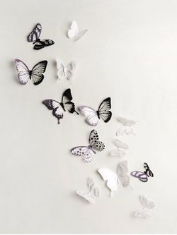 3D Butterflies Background Decorated Wall Stickers - MULTI-A - 18PCS