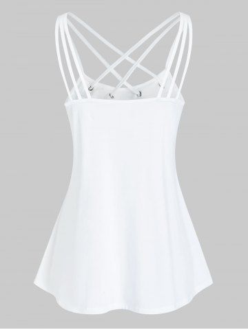 

Tree Graphic Strappy Cami Tank Top, White