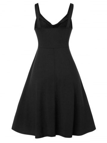 

Plus Size Sleeveless Ruched Solid Color Dress, Black
