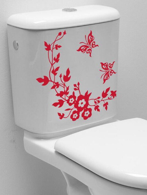 

Butterfly Flower Vine Home Bathroom Decoration Stickers, Red