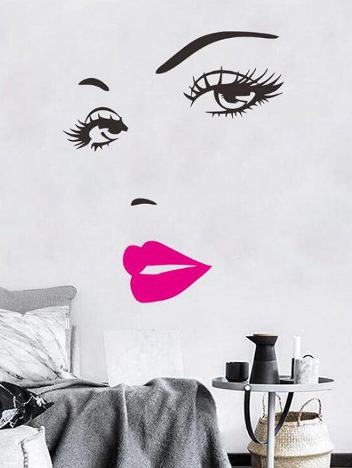 

Beauty Red Lips Print Decorative Wall Art Stickers, Light pink