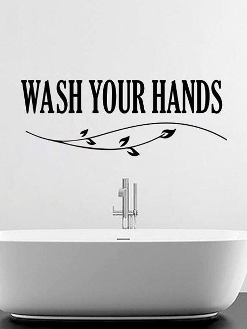 

Wash Your Hands Print Decorative Wall Art Stickers, Black