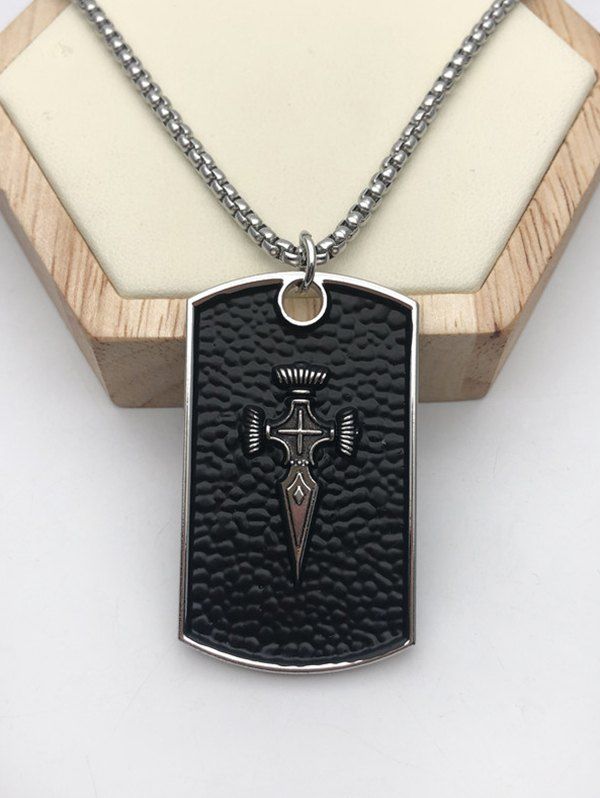 

Embossed Plate Pendant Necklace, Silver