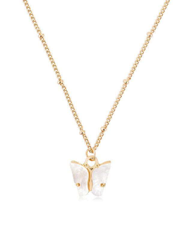

Acrylic Butterfly Pendant Chain Necklace, White