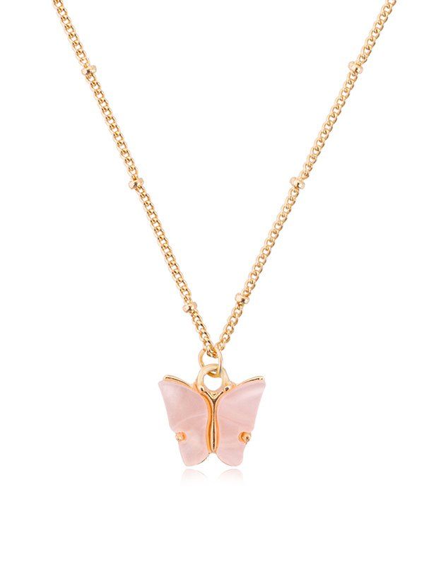 Hot Acrylic Butterfly Pendant Chain Necklace  